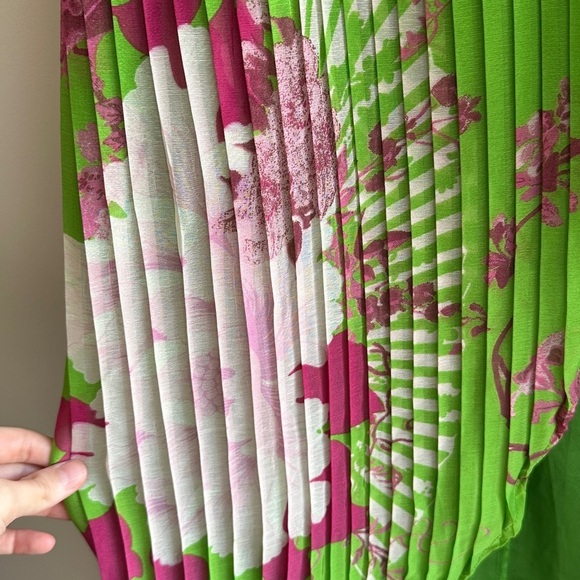 ASOS Design Wrap Maxi Dress Balloon Sleeves with Green Florals, Green/Pink, 6 - Picture 11 of 16